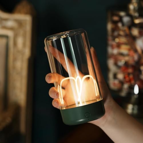 AUGE LIGHT Mini Minimalist Table Lamp Cordless Lamp Rechargeable Table Lamp Portable Nightstand Lamps Desk Lamps for Home Office Unique Ambient Light Mood Lighting for Desk Decor Beside(Dark Green) - color: Dark Green