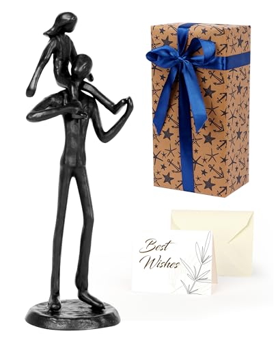 Kresecioo Dad Birthday Gifts from Daughter - Father Daughter Iron Sculpture Handcrafted Love Statue Decoration for Fathers Day Christmas Birthday Gift for Dad Stepdad Son Husband
