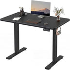 Furmax Electric Height Adjustable Standing Desk Large 48 x 24 Inches Sit Stand up Desk Home Office Computer Desk Memory Preset with T-Shaped Metal Bracket, Black - color: Black, size: 48 Inch