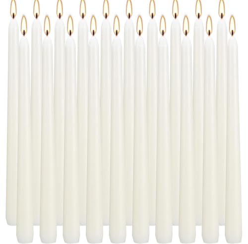 20 Ivory 10 Inch Unscented Smokeless Taper Candles with Cotton Wick, 7+ Hours of Long Lasting Burn, Great for Halloween,Home Decor & Parties, Beautiful Gifts! - color: 20Pack-Ivory-10inch
