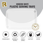 R-kay 6 Pack Clear Plastic Serving Trays For Party, 12.75 x 8.25 In - Heavy Duty Plastic Trays For Food - Rectangular Platters - color: Clear