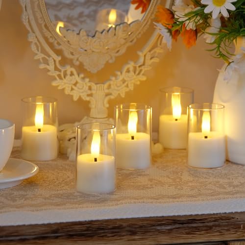 Flameless Small Tea Light LED Candles, Acrylic Battery Operated Votive 1.7" x2.5" with Remote Control and Timer, Tealight White Flickering Warm Light Pack of 8 Electric Long Lasting - color: White, size: 8 x 2.5"
