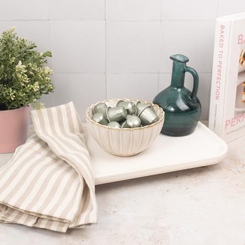 Travertine Marble Footed Tray in White Marble or Silver Travertine – Available in Two Sizes. (White, Large) - color: White, size: 13.8" x 7.9" x 1.4"