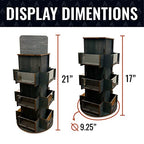 Rotating Display Stand, 3 Tier Wooden Organizer, 4-Sided Display Rack, 360 degree Spinning Multi-Pocket Tabletop Display Stand for Coasters, Stickers, Retail, Showcase, Tradeshow, 17”H, Ebony Color - style: EBONY