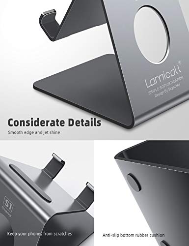 Lamicall Cell Phone Stand, Phone Dock : Cradle, Holder, Stand, Compatible with Phone 12 Mini 11 Pro Xs Xs Max Xr X 8 7 6 6s Plus 5 5s 5c All Android Smartphone Charging, Accessories Desk - Gray - color: grey