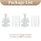 Sziqiqi Pillar Candle Holders for Easter - Bunny Decorations for Tealights Rabbit Candle Holder for Table Centerpieces Distressed White Easter Gifts for Family Party Events