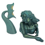 Design Toscano Meara the Mermaid Swimmer Indoor/Outdoor Garden Statue for Patio, Pool or Lawn, 16 Inches Wide, 7 Inches Deep, 7 Inches High, Handcast Polyresin, Green Verdigris Finish