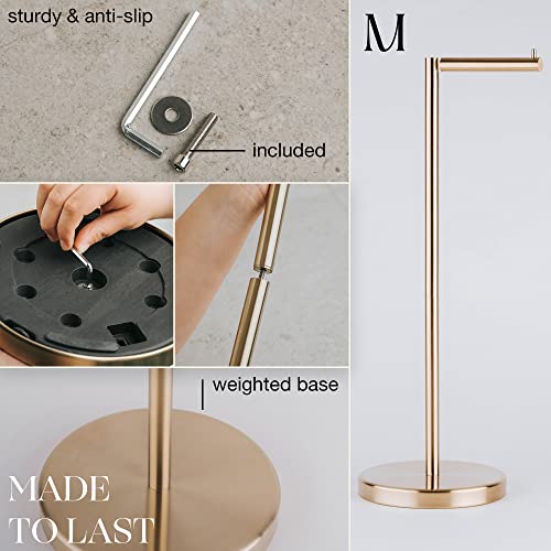 MARMOLUX ACC Free Standing Toilet Paper Holder Stand with Storage for 4 Rolls of Toilet Tissue for Bathroom, Stainless Steel Luxury Brushed Gold, 1pc - Bathroom Sets - Toilet Paper Storage - color: Gold Brushed