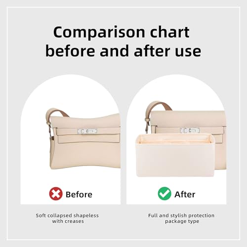 DGAZ Silk Purse Organizer Insert Fits Hermes Kelly Messenger Bags，Silky Smooth Bag Organizer，Luxury Handbag & Tote Shaper(Kelly Messenger PM,Craie) - color: Craie, size: Kelly Messenger PM