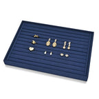 11 Slots Microfiber Jewelry Tray, Ring Display Earring Display Tray, Ring Earrings Studs Tray Showcase Display Jewelry Organizer (Blue) - color: Blue, size: 11 Slot