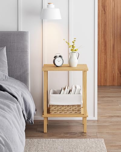 TUTOTAK End Table, Side Table, Nightstand, 2-Tier Storage Shelf, Sofa Side Table for Small Space, Living Room, Bed Room Natural TB01BN034 - color: Natural