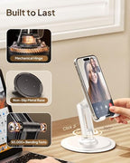 COOPER 360° Stand, [Gift Family Pack], Rotating Cell Phone Stand for Desk, Cell Phone Holder for Desk, iPhone Stand Holder, Sturdy Metal Base, Fits Samsung, Android Smartphones, (Cream White, 2-Pack) - color: x2 Pack - All White