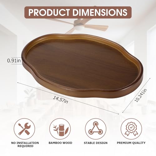 Wood Serving Tray, Wooden Tray, 14.57 Inch Irregular Decorative Serving Trays Platters for Home,Party,Coffee Table,Dining Table & Countertop - size: 14.6" x 10.2" x 0.9"