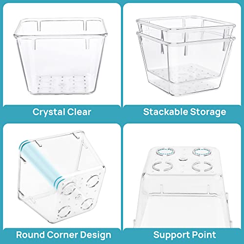 Vtopmart 15 PCS Clear Plastic Drawer Organizers Set, 4-Size Versatile Bathroom and Vanity Organizer Trays, Non-Slip Storage Containers for Makeup, Jewelries, Bedroom，Kitchen Utensils and Office - style: 15 PCS