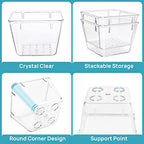 Vtopmart 15 PCS Clear Plastic Drawer Organizers Set, 4-Size Versatile Bathroom and Vanity Organizer Trays, Non-Slip Storage Containers for Makeup, Jewelries, Bedroom，Kitchen Utensils and Office - style: 15 PCS