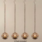 Solar Hanging Lanterns Outdoor Waterproof, Rust Iron Ball Candle Holder with Flickering Solar Powered Tea Lights, Perfect Chargeable Solar Lights for Backyard Patio Garden Fence Tree Decoration-4Pack - style: 4PK Hanging Lights