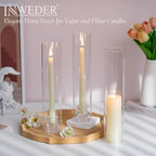 Glass Hurricane Candle Holder: 12" Tall Candlestick Holder with Cylinder Windproof Cover Clear Taper Candle Holders for Wedding Party Birthday Christmas Home Decor Set of 2 - size: 12" H - 2 Pcs