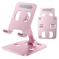 Phone Stand for Desk, Dual Folding Cell Phone Holder, Fully Adjustable Portable Mobile Phone Holder for iPhone 17 16 15 14 13 12 11 Pro Max Plus Air, Galaxy S25 S24, All Phones (Rose Gold) - color: Rose Gold