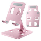 Phone Stand for Desk, Dual Folding Cell Phone Holder, Fully Adjustable Portable Mobile Phone Holder for iPhone 17 16 15 14 13 12 11 Pro Max Plus Air, Galaxy S25 S24, All Phones (Rose Gold) - color: Rose Gold