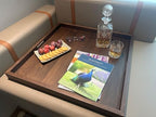 BARsics 24x24 inches Square Walnut Wooden Ottoman Tray, Large Living Room Serving Tray
