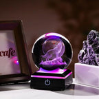 Qianwei Wolf Gifts: 3D Crystal Ball - 3.14'' Laser Decor Glass Animals Figurines Statue & Night Light - style: Wolf Moon