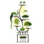Indoor Plant Stand with LED Grow Light,8-Tier S-Shaped Corner Plant Stand,48.43 Inch Heavy,Duty Metal Indoor Plant Rack for Home, Balcony and Living Room