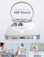 EWA MagOne 3rd Gen [Compatible with MagSafe] Phone Grip Stand with Finger Strap, Removable Magnetic Ring Holder Kickstand Loop for iPhone 17,16,15,14,13,12 Series (Silver) - color: Silver