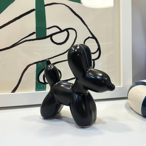 Modern Balloon Dog Decorative Sculpture,Ceramic Dog Figurines Statues Contemporary Art Decor for Living Room,Bedroom,Desk,Bookshelf,Shelf,Coffee Table, Fireplace Mantel (Black) - color: Black