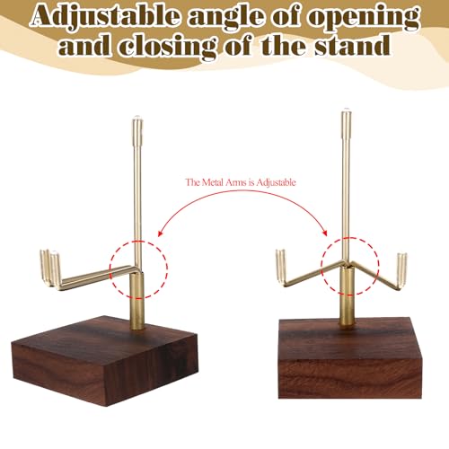 Xthrotsenk Walnut Wood Display Stand with Adjustable Metal Arms Small Display Easel Holder Crystal Displays Stand for Displaying Geodes Seashell Fossil Coral Crystal Rock (2.5"x2.5"x3.2") - size: 2.5 Inch