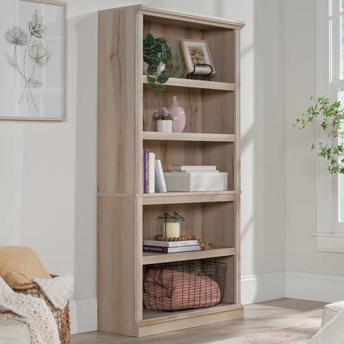 Sauder 5 Tier Book Shelf Wooden Bookcase Multipurpose Bookshelf for Home Office, Living Room, in Pacific Maple - color: Pacific Maple