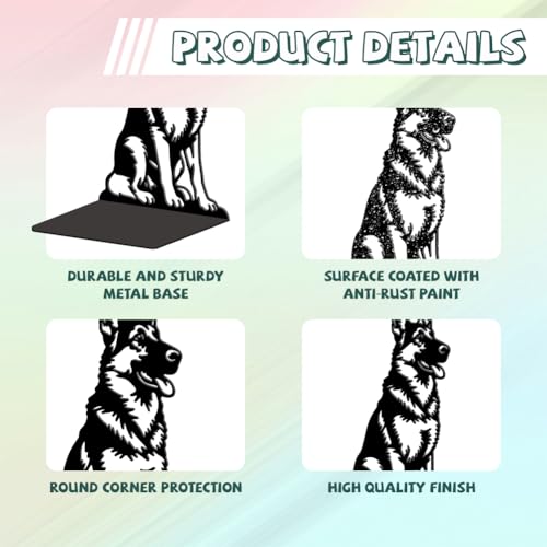 Peacoblue Metal Bookends for Shelves, Modern Decorative Heavy Duty Study Book Ends Stoppers for Office, Desk, Shelf, Room 5.3"x4.3"x7.9" Cast Iron Simple Tall Bookends 1 Pair (German Shepherd) - style: German Shepherd