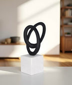 Cruiser’s Caché Entwined Love Sculpture, Artisan-Made Cast Aluminum with Black Anthracite Finish, Natural Marble Base, 10" - color: Entwined Love 10"