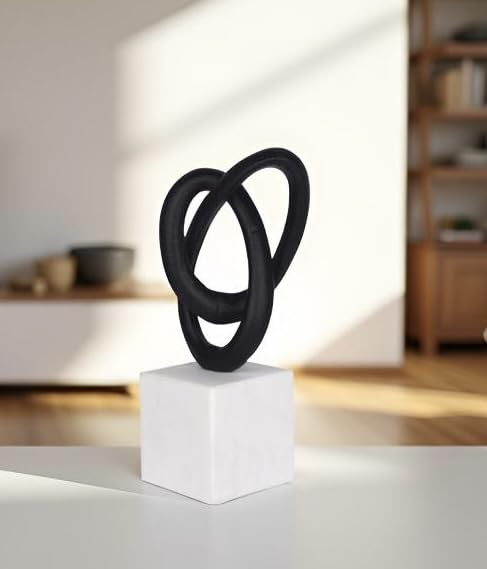 Cruiser’s Caché Entwined Love Sculpture, Artisan-Made Cast Aluminum with Black Anthracite Finish, Natural Marble Base, 10" - color: Entwined Love 10"