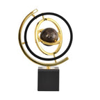 Modern Decorative Globe Sculpture, Black and Gold, Matel Base, Orbital Design, Contemporary Home Decor, Metal Art Piece