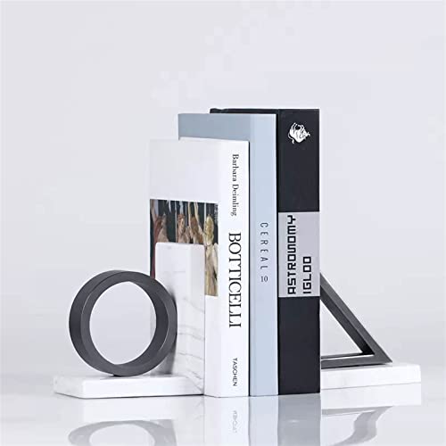 Shelf Decoration Modern Light Luxury Book End/Book Organizer Black and White Geometric Natural Marble Bookends Study Shelves Decorative Ornaments Holder