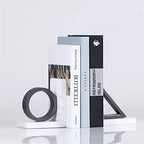 bookends Modern Light Luxury Book End/Book Organizer Black and White Geometric Natural Marble Bookends Study Shelves Decorative Ornaments for Shelves