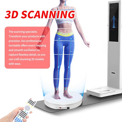 Ultra-Thin&Heavy Duty Remote-Controlled Motorized Turntable,Motorized Rotating Display Stand,Speed-Adjustable Rotating Platform,Human 3D Scan Electric Turntable for Scan,Showcase(19.7in/White) - size: 19.7inch/White/600Lbs Load