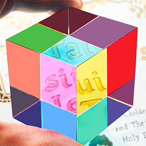 CMY Colorful Cube, 3.15 inch (80mm) Acrylic Mixing Color Cube Prism for Physics Education Learning and Office Desktop Decor, Scientific Toys and Gifts for Kids - size: 80mm