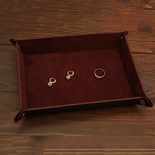 Valet Organizer - Catchall Tray for Jewelry, Wallets, Watches, Keys, Coins, Phones, Glasses - Perfect for Nightstand, Desk, Entryway - color: Brown 1