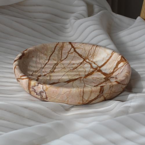 Nawgnail Natural Travertine Marble Jewelry Dish 5.5", Trinket Dish for Ring Earring, Gift for Woman Daugther(Pink Marble) - color: Pink Marble