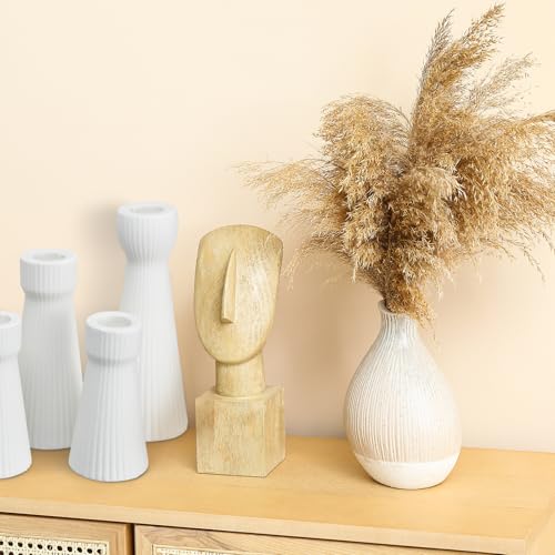 Mumufy 6 Pcs White Taper Candle Holders for Candlesticks Ceramic Candle Stick Modern Decorative Candlestick Stand for Wedding Table Centerpiece Dinner Desktop Decoration Housewarming Gift - color: White