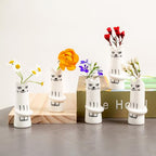 MOUGIGI Set of 5 Cat Flower Vase Bud Ceramic Small Cute Mini Handmade Decor - Unique Modern Tiny Wedding Party Birthday Gift - Bulk Trendy Pretty Little Vases - color: 5 Pcs Cat Vase