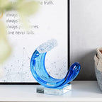 Yao Yuan Hand-Blown Glass Wave Decor Murano-Style Glass Statue and Figurine - color: Blue White