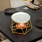 SXCHEN Tealight Oil Burner Ceramic Essential Oil Burner Tealight Candle Holder Aroma Scented Candle Oil Diffuser Glod Metal Tea Light Wax Melt Warmer Furnace Home Decoration - color: Gold