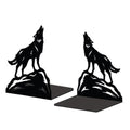 Peacoblue Metal Bookends for Shelves, Modern Decorative Heavy Duty Study Book Support Stoppers for Office, Desk, Shelf, Room 5.3"x4.3"x6.4" Cast Iron Simple Tall Bookends, 1 Pair (Howling Wolf) - style: Howling Wolf