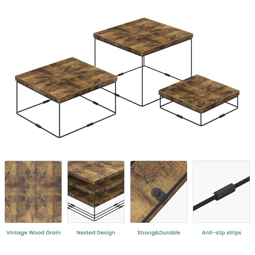 ELITEROO Buffet Risers and Stands, 3 Tier Wood Display Risers, Cake & Cupcake Stands, Dessert Table Display Set, 3Pcs Cube Display Base for Wedding Birthday Party Decor, Rustic Brown, 6"x7"x8" - size: 6"x7"x8"
