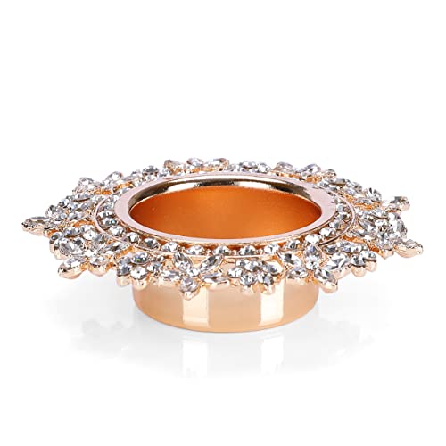 Single Crystal Tealight Candle Holders - Gold, Rose Gold, 8.5cm by ASVP Shop (Rose Gold) - color: Rose Gold