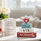 Smile Nurses Month Wooden Tabletop Decor Thank You Nurses Desktop Plaque with Heart & Stethoscope Indoor Home & Office Decor - Nurse Appreciation - style: Nurse
