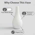 6.5Inch White Small Ceramic Bud Flower Vases Mini Narrow Neck Decorative Floral Vases Table Centerpiece for Home Decor Wedding Party Decorations