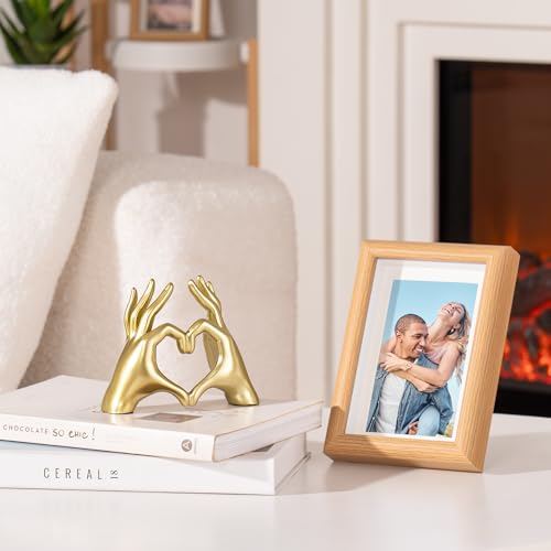 Gold Decor Living Room - Small Shelf Decor Aesthetic - Heart Hands Sculpture - Teen Girls Bedroom Knick Knacks - Cute Home Shelves Accent - Table Statue Love Decorations Gift (Gold (Open Hand), Small) - color: Gold (Open Hand), size: Small